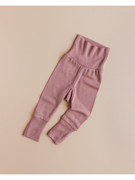 Unaduna Baby pants pointelle 2 in 1 feet wool/silk - cameo rose