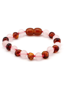 Amber Amber Ladies Bracelet 18cm - Rose Quartz/Cognac