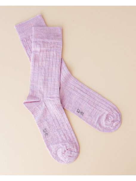 Joha Wool rib socks adults - lilac