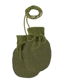 Disana Baby mittens organic merino wool - olive/anthracite