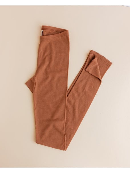 Unaduna Women's Leggings tiny rib wool - sienna clay