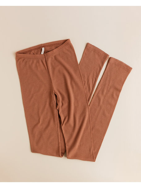 Unaduna Women's Leggings tiny rib wool - sienna clay