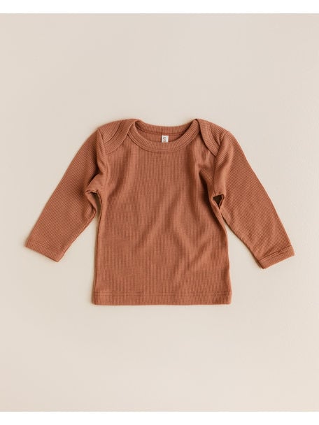 Unaduna Baby blouse tiny rib wool - sienna clay