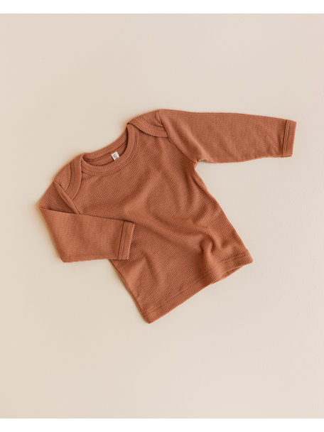 Unaduna Baby blouse tiny rib wool - sienna clay