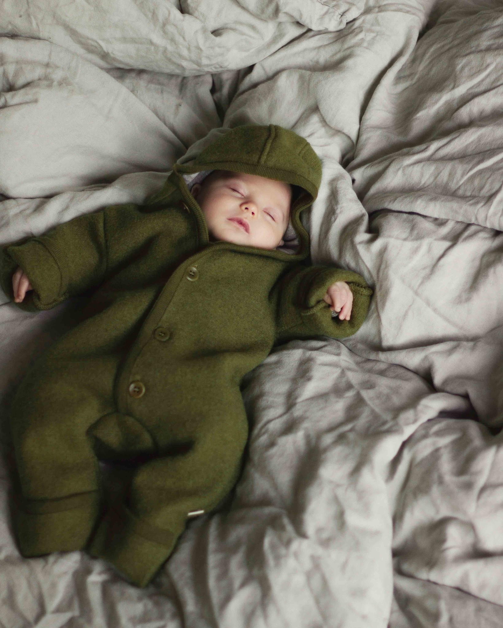 Baby Overall Boiled Wool Olive