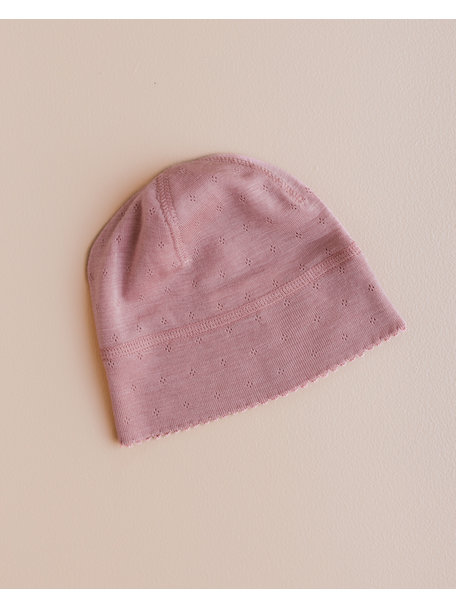 Unaduna Baby hat pointelle wool/silk - cameo rose