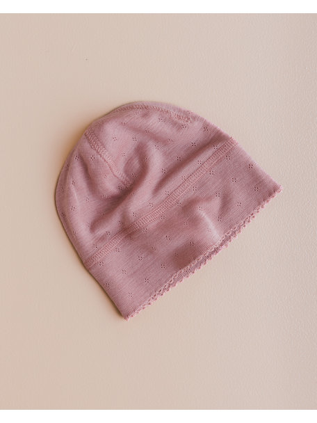 Unaduna Baby hat pointelle wool/silk - cameo rose