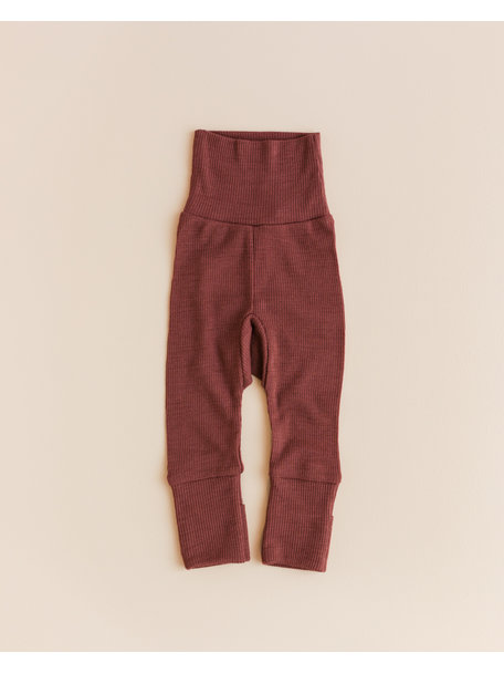 Unaduna Baby pants tiny rib wool 2 in 1 feet - henna dune