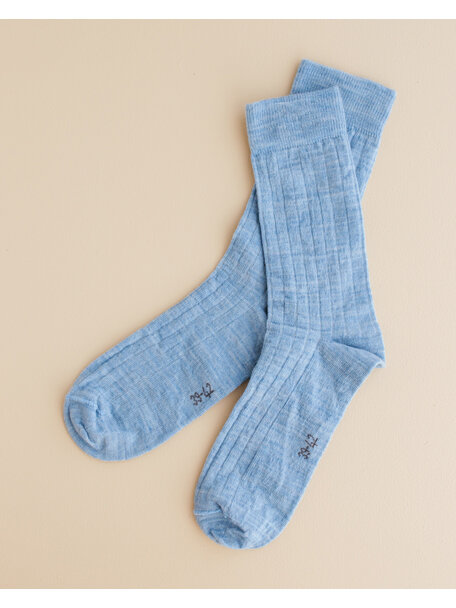 Joha Wool rib socks adults - light blue