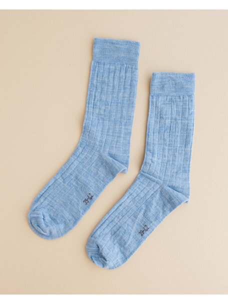 Joha Wool rib socks adults - light blue