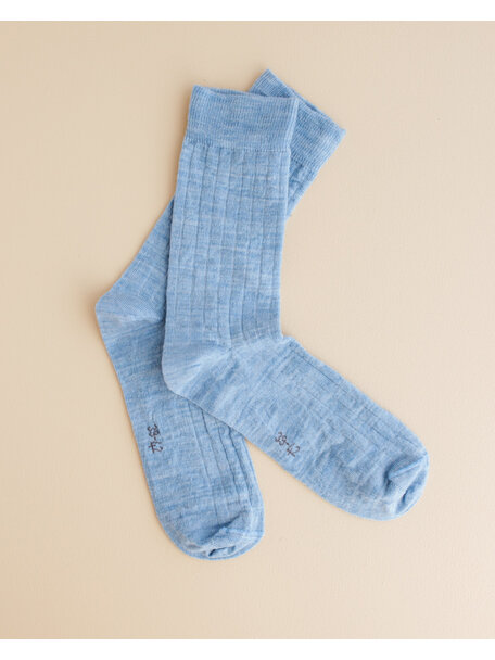 Joha Wool rib socks adults - light blue