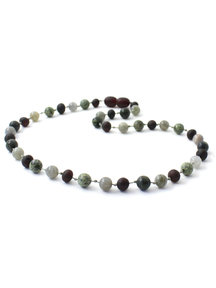 Amber Amber Baby Necklace with Gemstones 32 cm - Labradorite/Green Lace Stone