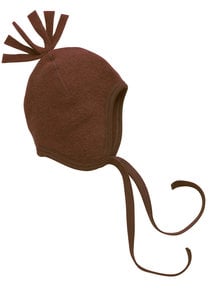 Engel Natur Wool Fleece Baby Hat with frills - cinnamon