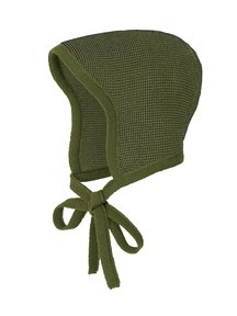 Disana Baby bonnet merino wool - olive/anthracite