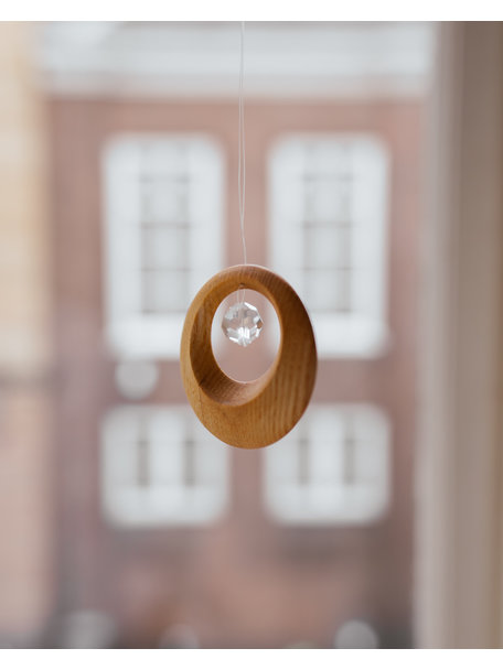 Handmade Crystal pendant in wooden ring - small