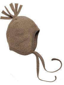 Engel Natur Wool Fleece Baby Hat with frills - Walnut