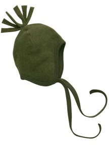 Engel Natur Wool Fleece Baby Hat with frills - reed