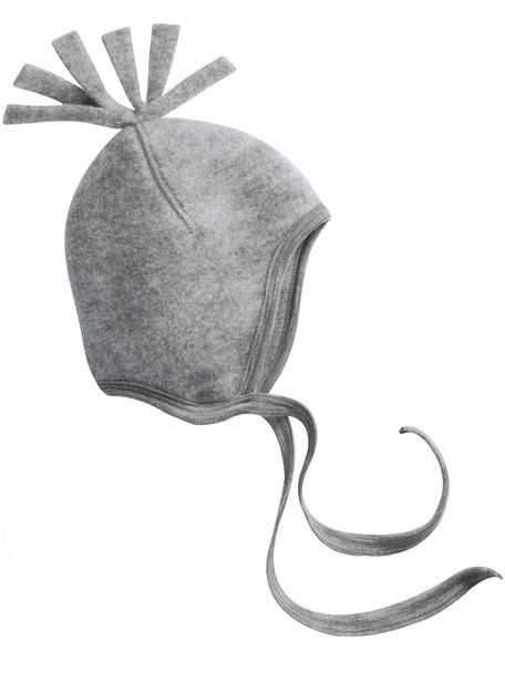 Engel Natur Wool Fleece Baby Hat with frills - Grey