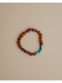 Amber Amber Kids Bracelet with gemstones 16,5 cm - turquoise/cognac raw