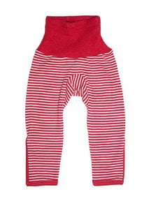 Cosilana Baby Pants With Scratch Protection Striped Wool/Silk - Red