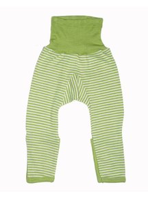 Cosilana Baby Pants With Scratch Protection Striped Wool/Silk - Green