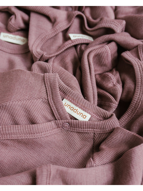 Unaduna Wrap around cardigan tiny rib wool/silk - mauvewood