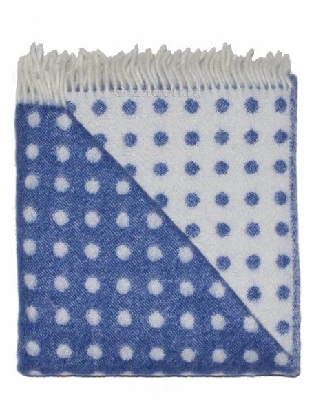 Mara Woolen Blanket With Dots 100 x 140 cm - Blue