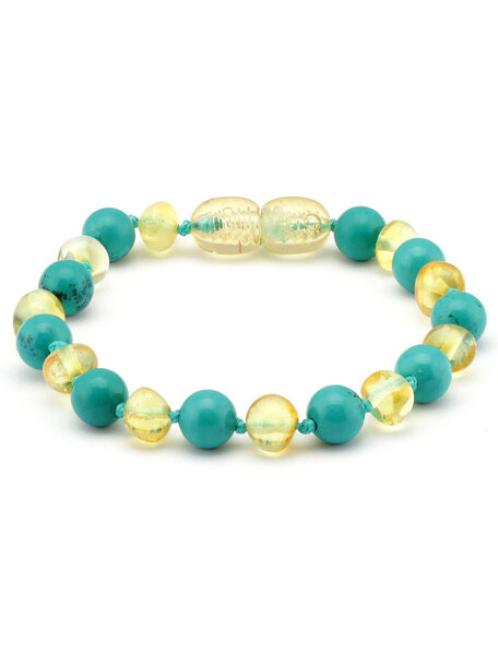Amber Amber Kids Bracelet with gemstones 16,5 cm - turquoise/lemon