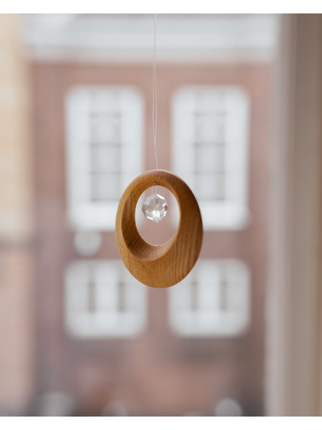Handmade Crystal pendant in wooden ring - mini