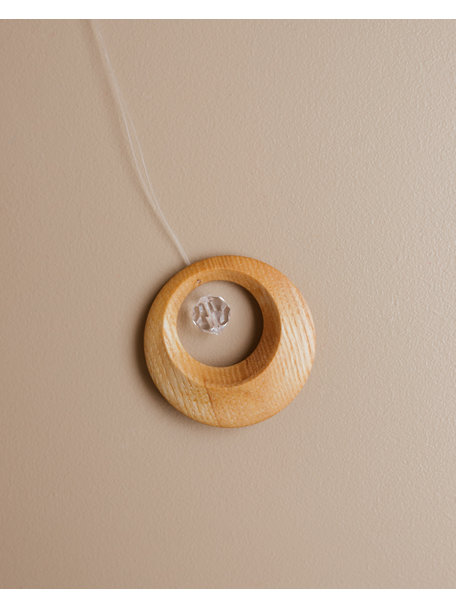 Handmade Crystal pendant in wooden ring - mini