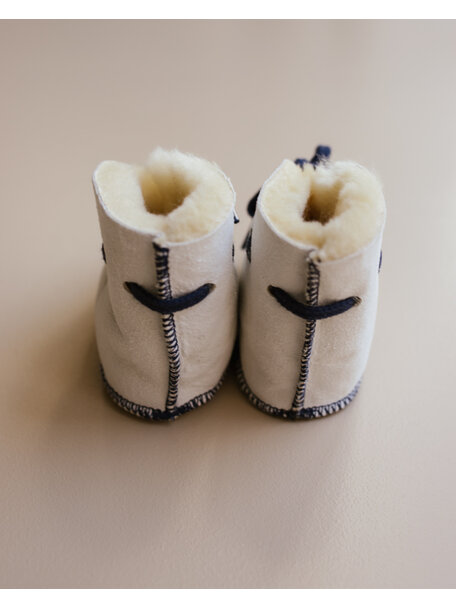 Christ Lambskin Booties - blue yarn