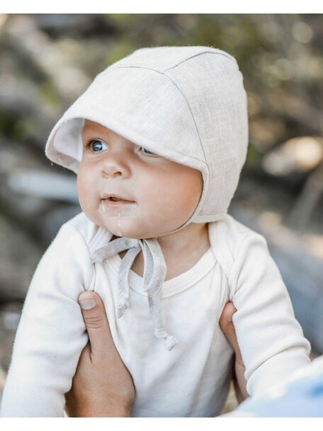 Briar Handmade Linen bonnet brimmed - sand