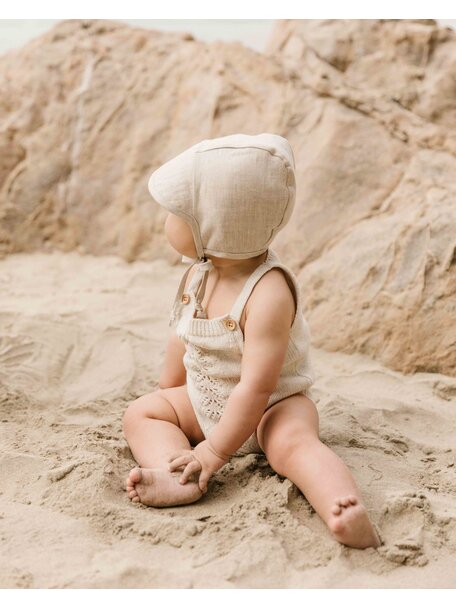 Briar Handmade Linen bonnet brimmed - sand