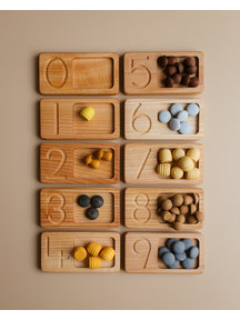 Spelenderwijs leren Wooden horizontal number tray - 10-piece