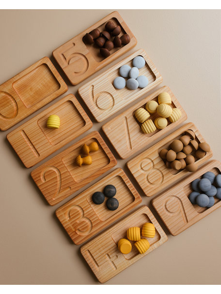 Spelenderwijs leren Wooden horizontal number tray - 10-piece