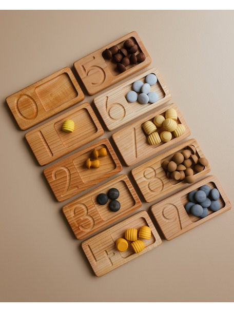 Spelenderwijs leren Wooden horizontal number tray - 10-piece