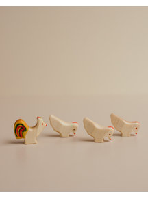 Handmade Rooster with three chickens - 4 pcs