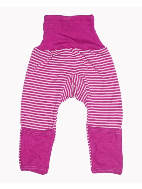 Cosilana Baby Pants With Scratch Protection Striped Wool/Silk - Pink