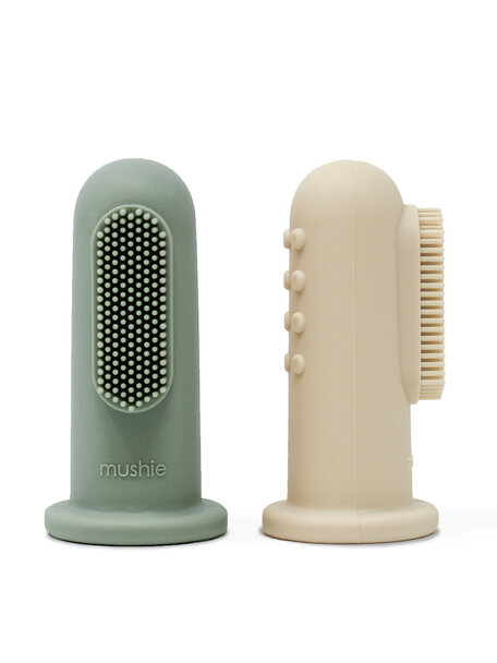 Mushie Baby toothbrush - cambridge blue/shifting sand - 2 pieces