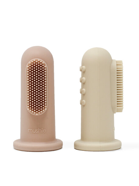 Mushie Baby toothbrush - tradewinds/stone - 2 pieces