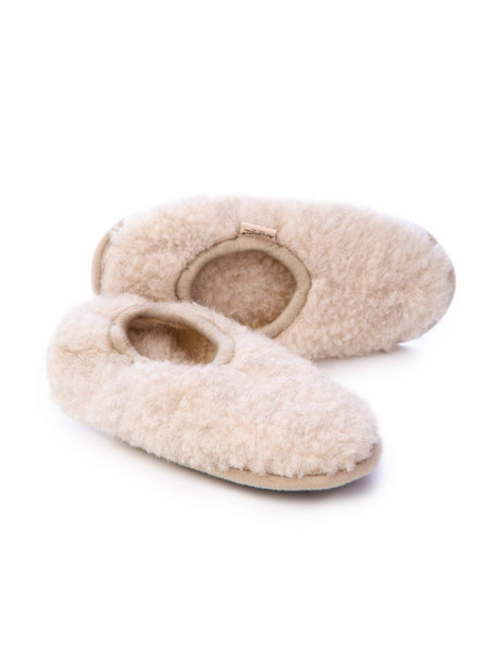 Alwero Women's wool plush ballerina slippers  - beige