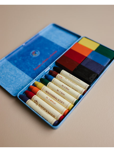 Stockmar Beeswax Crayons | Tin Box | 8 Blocks + 8 Sticks