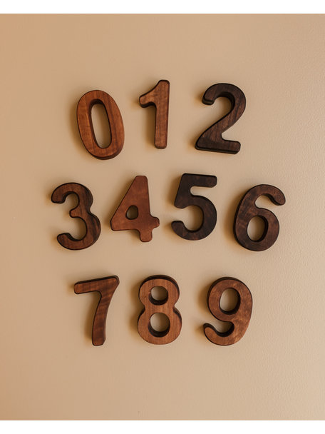 Spelenderwijs leren Walnut wooden numbers