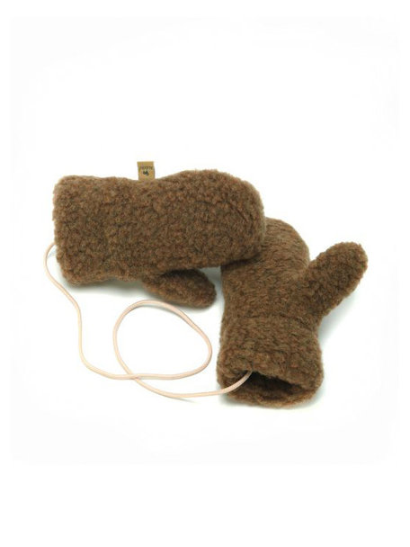 Alwero Mittens wool with strap - brown