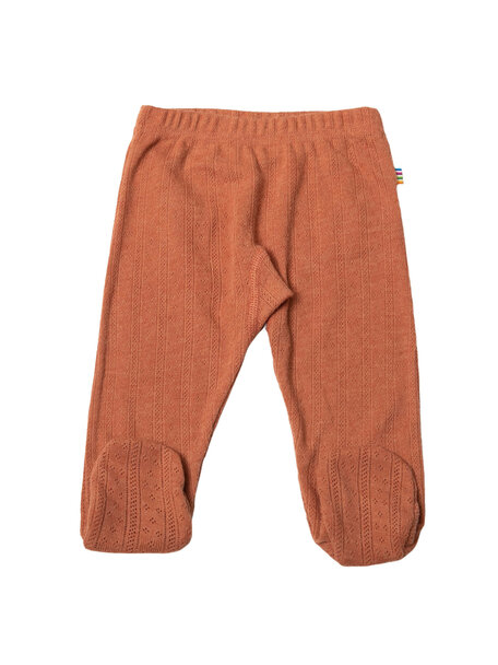 Joha Wool/silk baby legging with feet ajour - peach