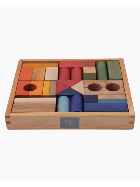 Wooden Story Rainbow Blocks in Tray