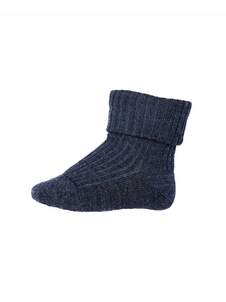 MP Denmark Wool Rib Turn Down Socks - dark denim