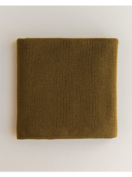 Hvid Merino wool blanket Felix - mustard