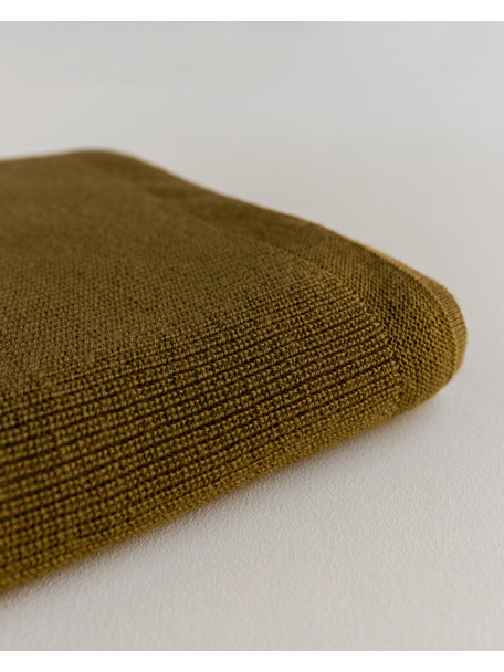 Hvid Merino wool blanket Felix - mustard