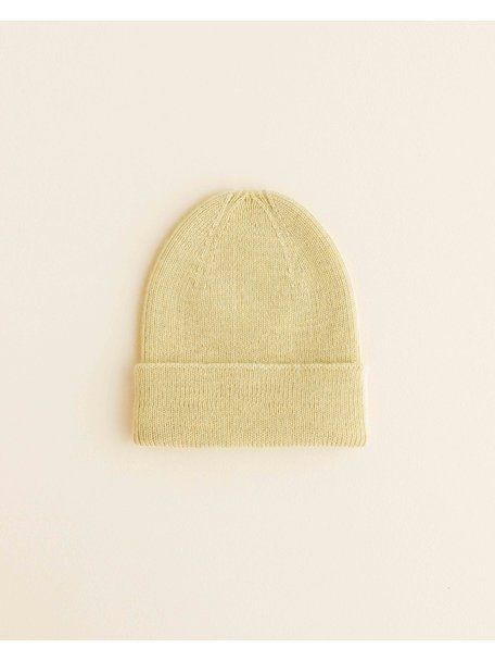 Hvid Beanie Fonzie newborn - light yellow